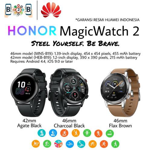 Foto Produk HONOR MAGIC WATCH 2 46mm / 42mm - Smart Watch Huawei MNS-B19 HEB-B19 - 42mm black dari b2b mobile