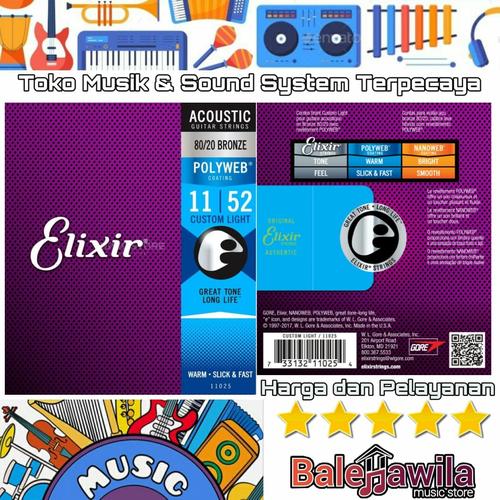 Foto Produk ELIXIR 11025 POLYWEB Coating Senar Gitar Elixir Original Akustik 11 dari TIPTOP MUSIK&SOUNDSYSTEM