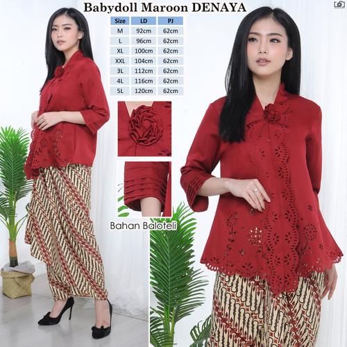 Foto Produk Promo Kebaya Encim Modern Katun Import - Maroon, XXL dari sinka