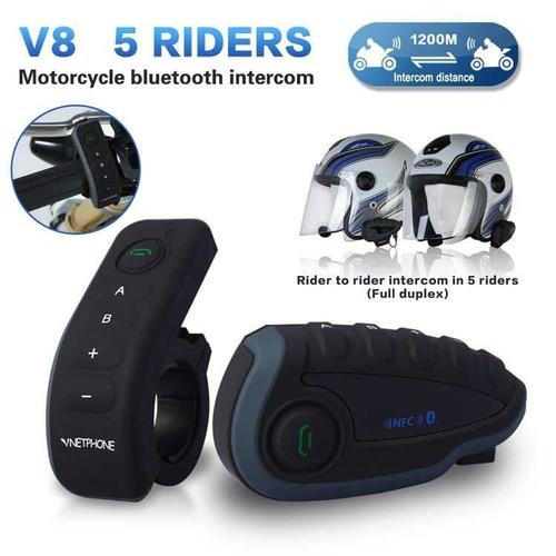 Jual VNETPHONE V8 INTERCOM BLUETOOTH HELM INTERPHONE FREE REMOTE ...