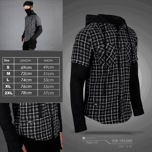 Jual FLANNEL HOODIE DOUBLE LAYER 