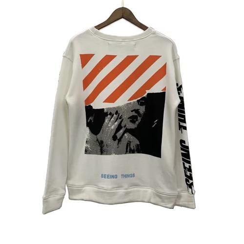 off white sweater seeing things