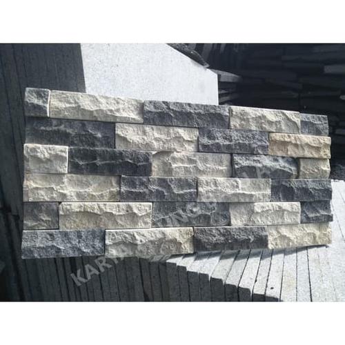 Jual BATU ALAM ANDESIT SUSUN SIRIH TEMPEL LEM PUTIH ABU UKURAN 20X40