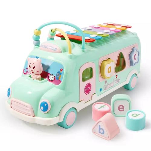 Foto Produk Mainan PUZZLE Anak dengan bentuk Mobil BUS disertai XYLOPHONE 3 in 1 - Mint Green dari lovely kayy