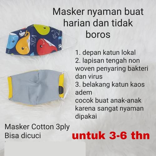 Foto Produk Masker Kain Katun Anak 3 ply dari Kiddiemart