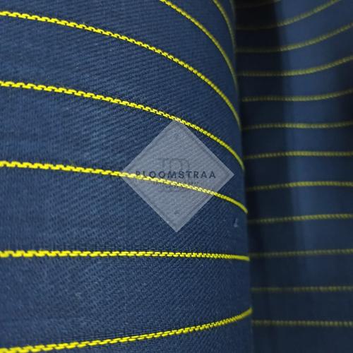 Foto Produk Bahan Kanvas Yarn Dyed Twill Stripe Navy Lis Kuning Kain Canvas Garis dari Bloomstraa