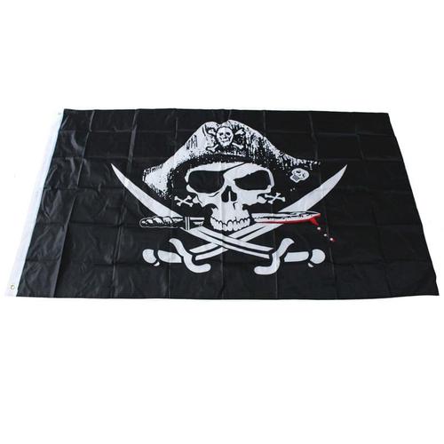 Jual 822 Bendera Tengkorak Pedang Bajak Laut Pirate Flag Dekorasi Dekor ...