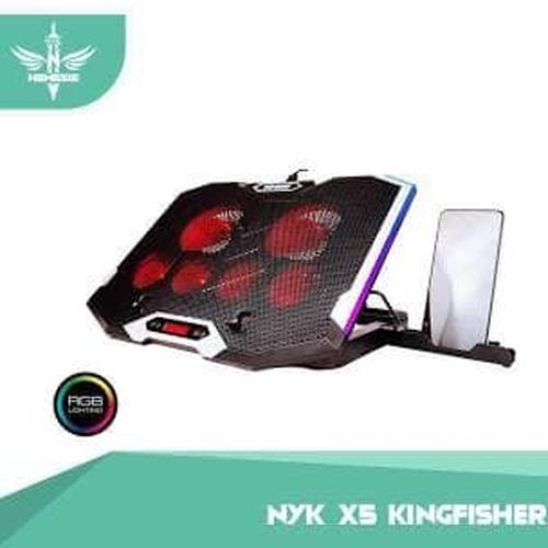 Foto Produk NYK X-5 X5 COOLER PAD KINGFISHER GAMING RGB 6 SUPER FAN dari global aksesoris
