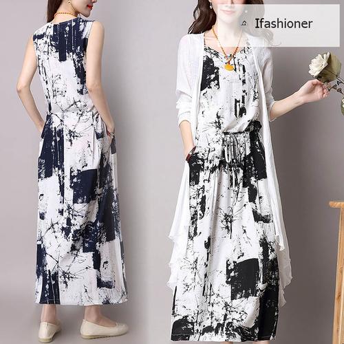 Jual Untuk Wanita Ifas Set Long Dress Tanpa Lengan Cardigan Jakarta Selatan Smoothly14 Tokopedia