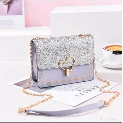 Foto Produk Tas Wanita - Tas Selempang Kecil Import - tali rantai emas (SH-30) - Abu-abu dari Baby33Shop
