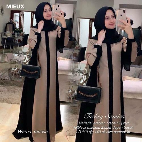 Foto Produk ABAYA TURKEY samira series BAHAN CREPE mix JETBLACK MADINA - Cokelat, all size dari Citra Abaya