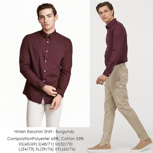 Jual H\u0026M Men Easy Iron Burgundy Shirt 