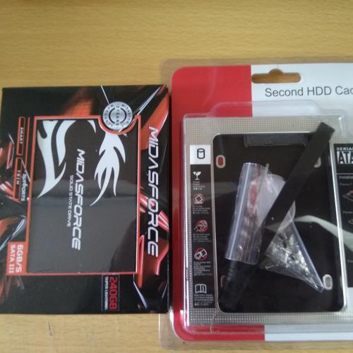 Jual Paket Bundling SSD Midasforce 240GB + HDD Caddy Ukuran 12.7mm / 9