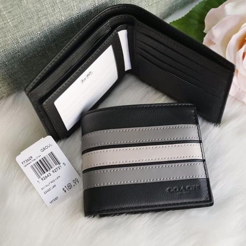 Foto Produk Ready Coach F73629 Wallet Men With ID Stripe Black Grey Chalk dari ferliarj16