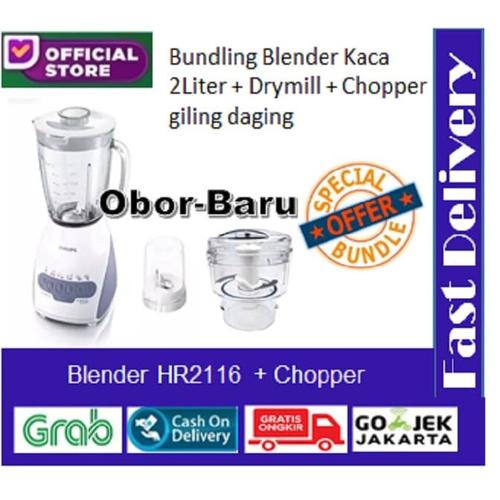 Gambar Bundling Blender Philips Kaca 2 Liter HR2116 + Chopper (Giling Daging) dari Obor-Baru undefined Tokopedia