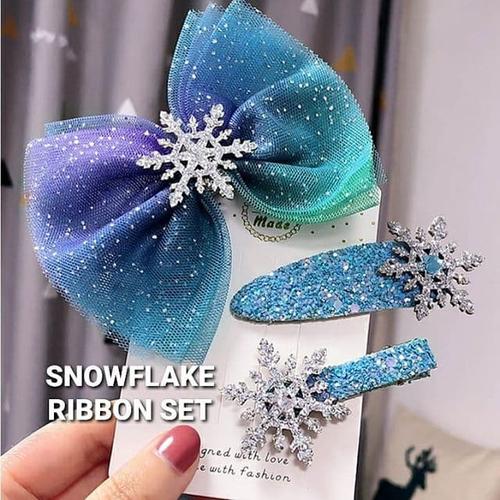 Foto Produk BAJUKIDDIE SNOWFLAKE RIBBON SET AKSESORIS JEPIT RAMBUT ANAK FROZEN dari bajukiddie