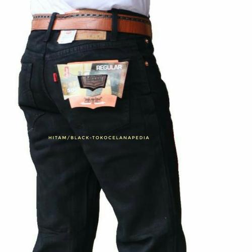 Foto Produk Promo Celana jeans standar Nomer besar 33 sd 37 / jeans pria jumbo - Hitam, 37 dari Tokocelanapedia