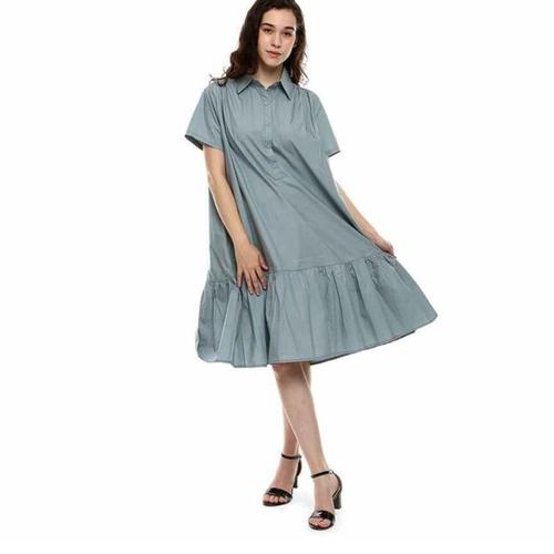 12 8118 Midi Peplum Dress Wanita - Grey 