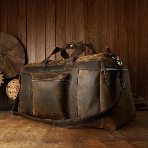 weekend leather duffle bag