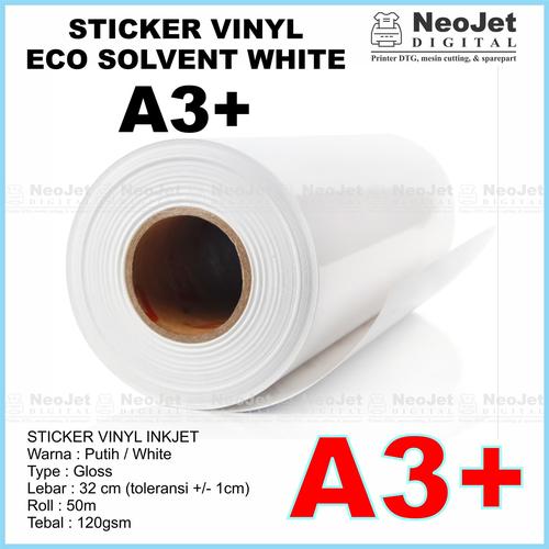 Jual Sticker Vinyl ECO SOLVENT Roll 50 m White Gloss A3+ Putih ...