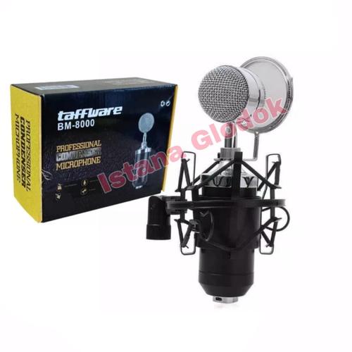 Foto Produk Mic Microphone Condenser Taffware BM8000 Stand Holder Mik Smule - Silver dari Istana Glodok