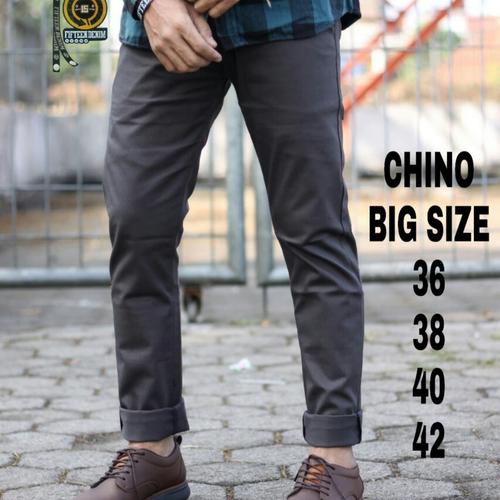 Foto Produk Celana chino pria / celana chino panjang big size jumbo premium 36-42 - Abu-abu dari playjeans