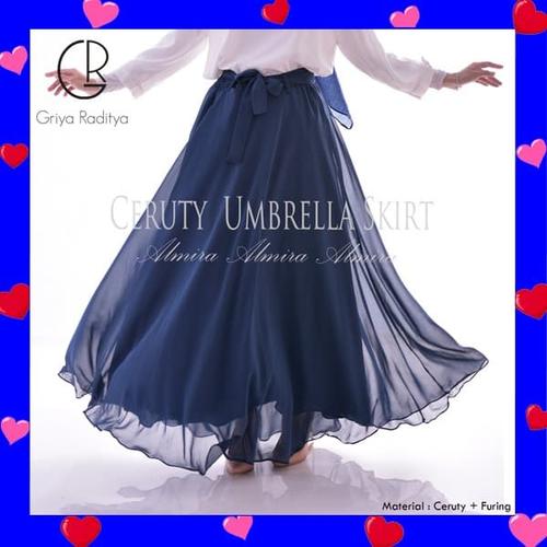 Gambar Rok Payung Panjang Muslim Chiffon Cerutti Umbrella Skirt - hijauwardah dari griya almira hijab undefined Tokopedia