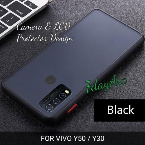 Foto Produk VIVO Y30 / VIVO Y50 HARDCASE AERO TRANSPARANT BUMPER SILIKON CASE - Hitam dari 7dayAcc
