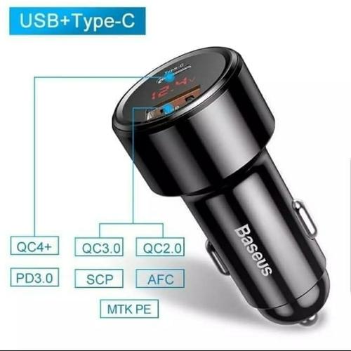 Foto Produk CAR CHARGER BASEUS PPS 45W 6A USB+TYPE C QC3.0 LED DISPLAY - usb+type c dari hippomania