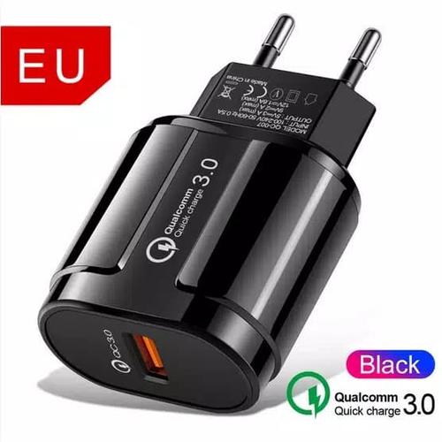 Foto Produk Kepala Charger Qualcomm 3.0 Fast Charging Adapter Travel Adaptor - Hitam dari mudyjava