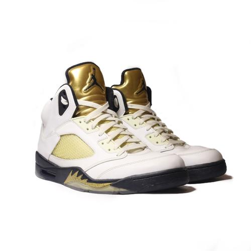 Air jordan 5 gold hot sale medal