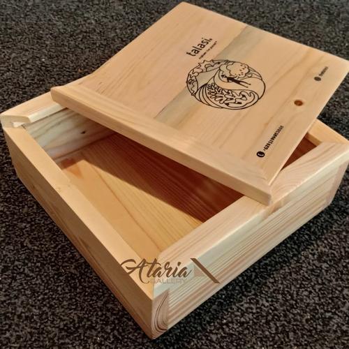 Jual Wooden Sliding Box Kotak Kayu Jati belanda 20x20 custom grafir ...