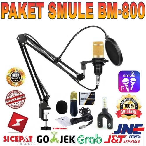 Foto Produk Paket recording smule mic condenser BM800 Original Taffware Full Set - Hitam-Gold dari Istana Glodok