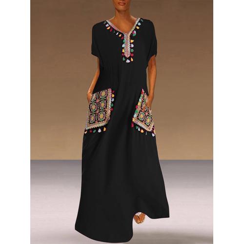 Women Print Loose V-neck Short Sleeve 