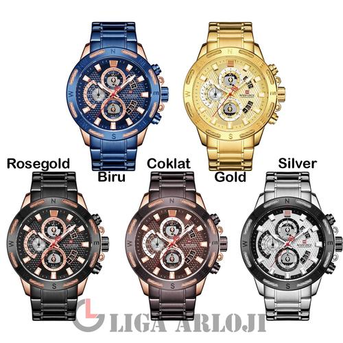 Gold Naviforce 9165 Naviforce Chronograph Stainless Jam Tangan