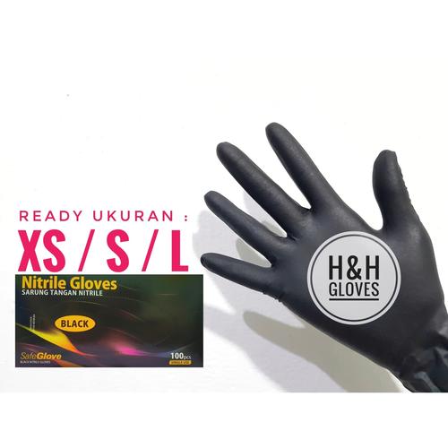 Foto Produk Sarung Tangan Nitrile Examination Gloves Safe Glove Black - XS dari H&H gloves