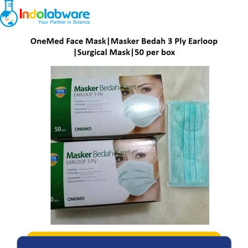 Jual OneMed Face Mask|Masker Bedah 3 Ply Earloop |Surgical Mask|50 per ...