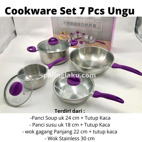 Gambar Cookware Set 7 pcs Ungu - Stainless Steel good Quality dari Cellis Houseware undefined Tokopedia