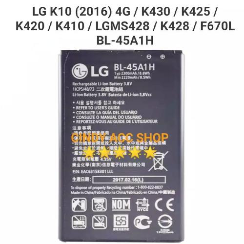 Foto Produk Baterai Batre LG K10 (2016) 4G BL-45A1H K420 F670 Original Battery dari Cindy acc shop