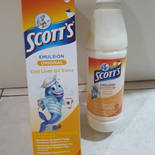 Foto Produk Scott's Scott Emulsion Cod Liver Oil Extra Original Malaysia 400ml - Jeruk dari Rina