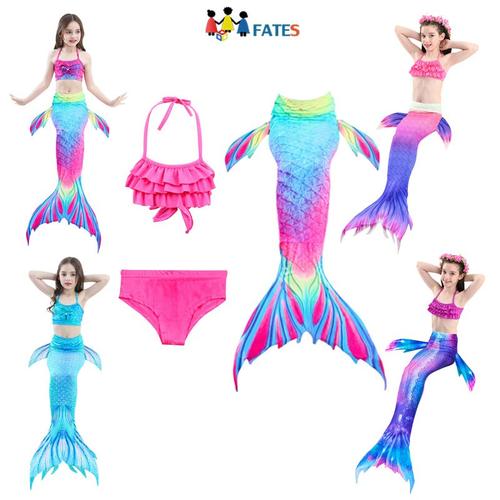 Jual 3Pcs/Set Kids Girls Bikini Mermaid Tail Swimsuit Jakarta Timur