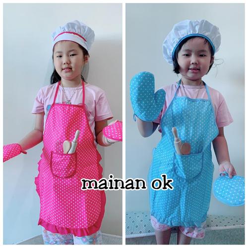 Foto Produk mainan anak kostum masak anak deluxe set / celemek anak - Biru dari mainanOK
