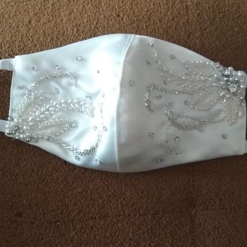 Gambar Masker Unik Fashion Custom Jahit Manik Manik Payet bahan berkualitas - Biru dari Air Stuff Online Shop Kab. Bandung Tokopedia