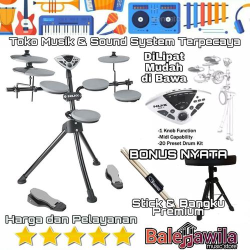 Foto Produk Drum Set Electric Drum Elektrik NUX DM1 DM 1 Drum Murah Bagus Garansi dari TIPTOP MUSIK&SOUNDSYSTEM