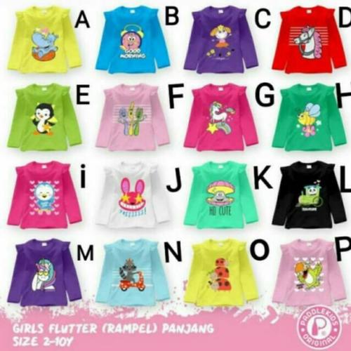 Foto Produk Kaos Atasan Anak Cewek Rample Panjang Paddle Kids Usia 2 - 10 Thn - 2 Thn dari Bujur Shop