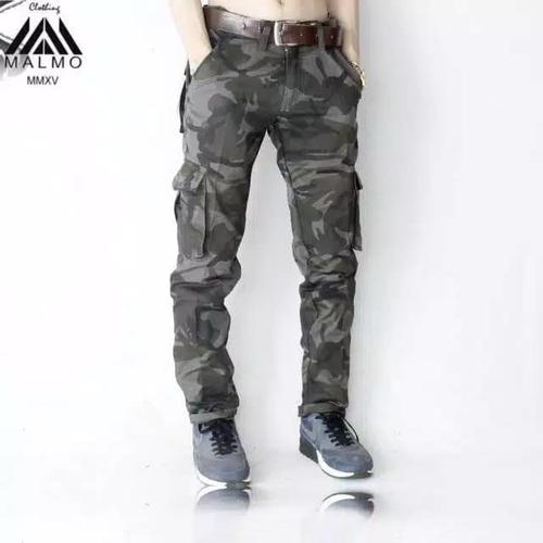 Celana Cargo Panjang Army Loreng Canvas 
