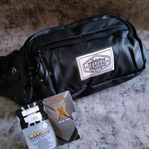 Foto Produk Tas Selempang Waistbag Pria / Slingbag Gearbag Tekstur Kulit - Tali Hitam dari PITUDUS