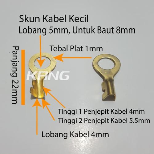 Foto Produk skun sekun terminal ring bulat kuningan lobang 5mm baut 8 kabel kecil dari Kangairbrush