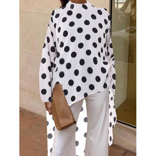 Jual Women Long Sleeve Polka Dot High 