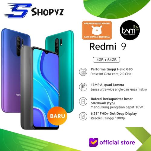 Foto Produk Xiaomi Redmi 9 - 4GB 64GB 4/64 - Quad Camera Helio G80 - GARANSI RESMI - Ocean Green dari Shopyz ID